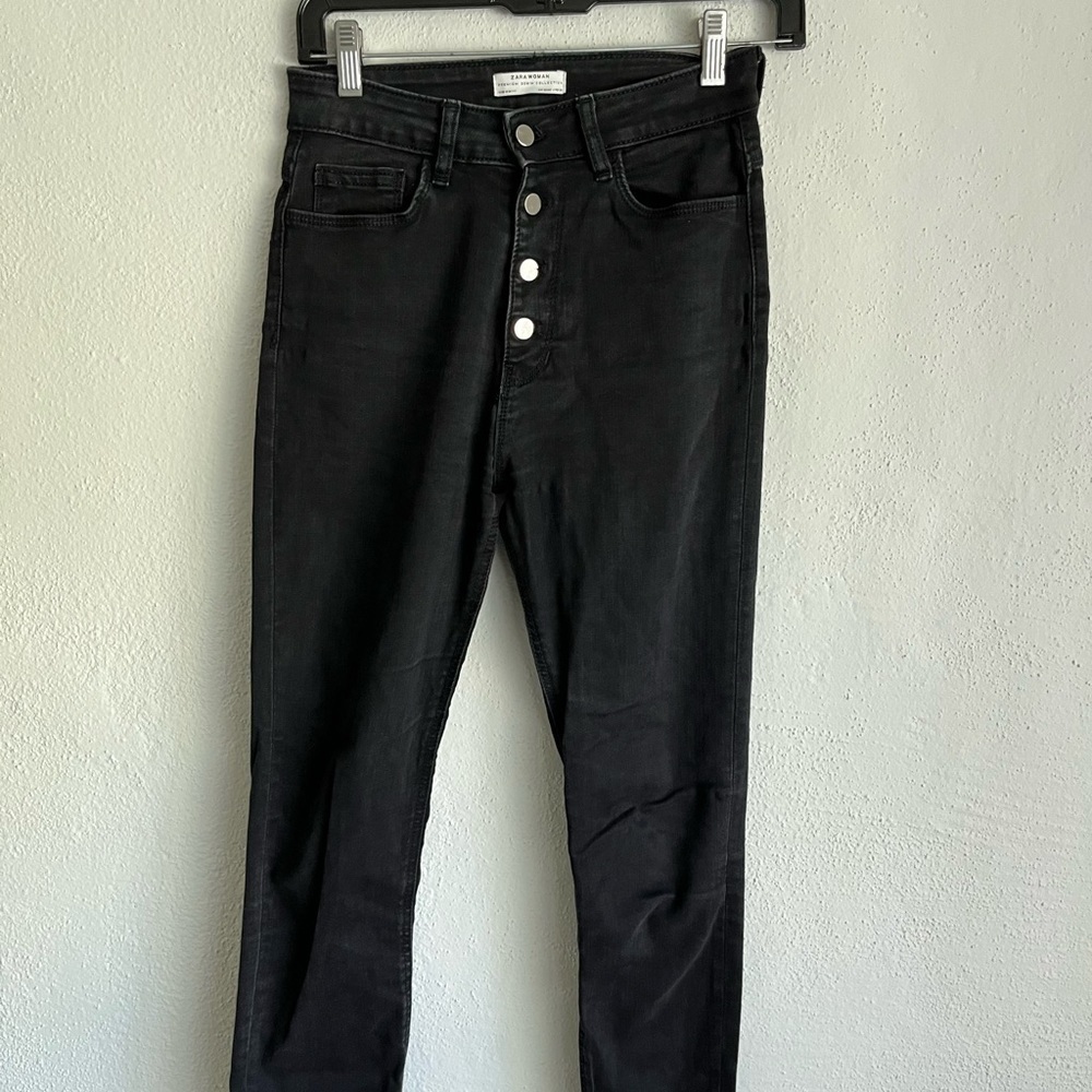Zara Woman Premium Denim Collection Black Skinny Jeans, Size 4